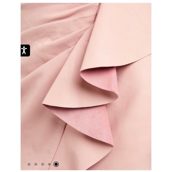 Michelle Mason Pink Ruffle Mini Skirt Lamb Leather - Picture 4 of 10
